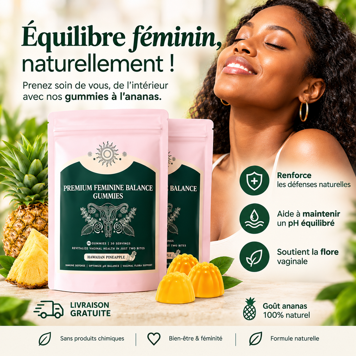 Gummies probiotiques intimes Gout Ananas