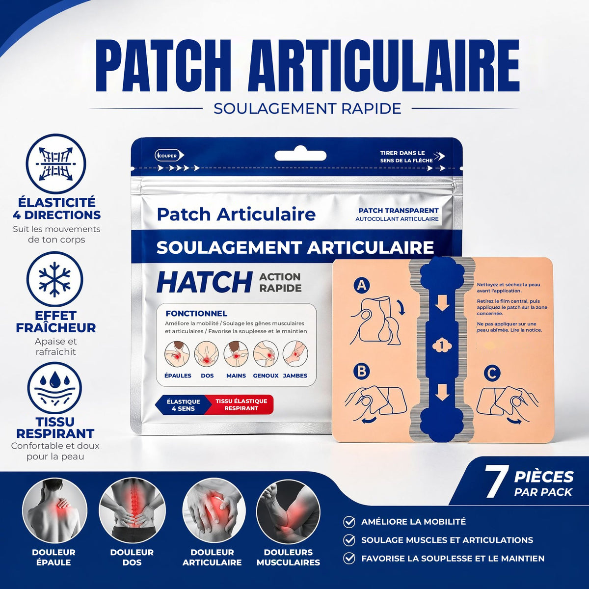 Patchs Élastiques aux Herbes pour les Articulations :  1 acheté = 1 offert