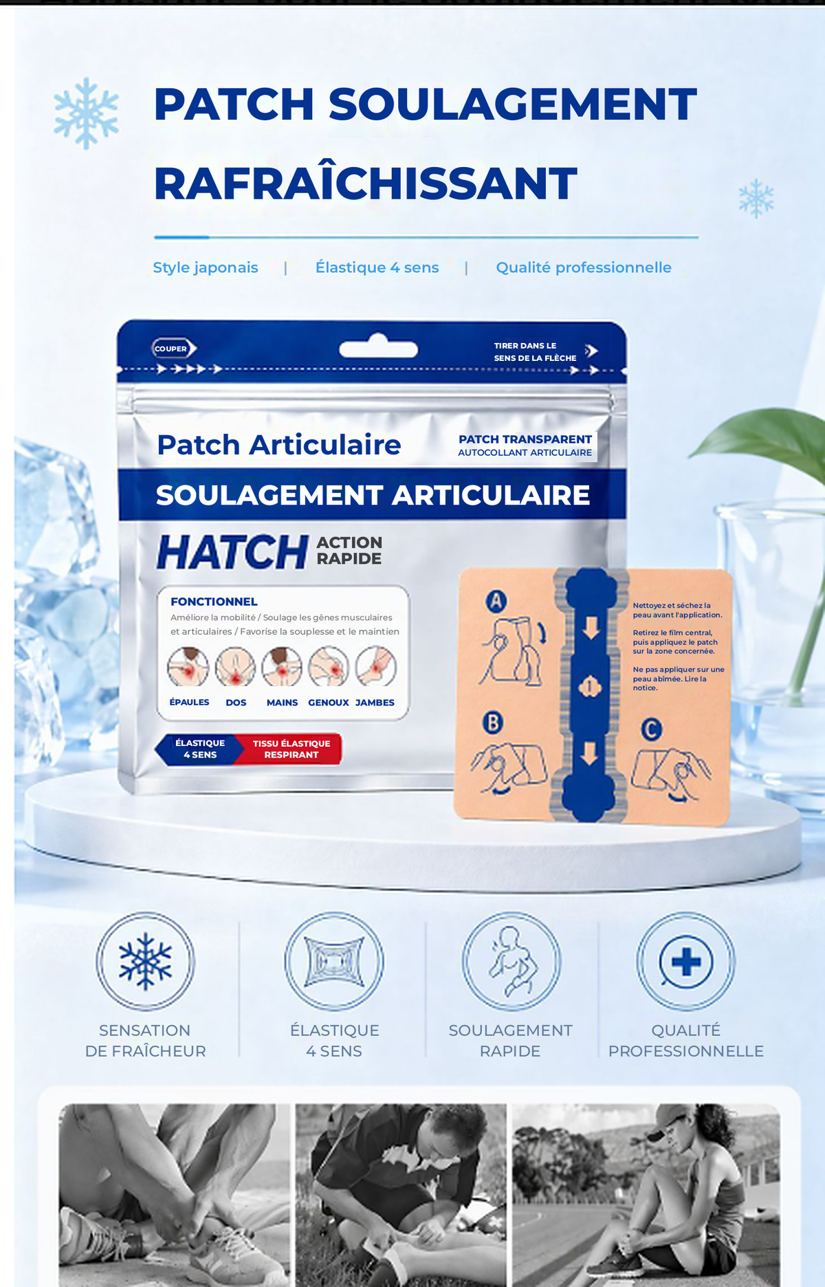 Patchs Élastiques aux Herbes pour les Articulations :  1 acheté = 1 offert